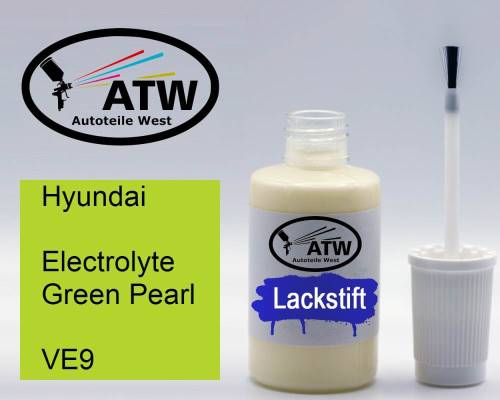 Hyundai, Electrolyte Green Pearl, VE9: 20ml Lackstift, von ATW Autoteile West.